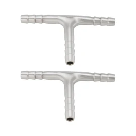 SING F LTD 2pcs 6mm T-Piece Connector Replacement Part 304 Stainless Steel Hose Barb Connector 3 Way Tee T Shape Barb Fitting for Water Gas Oil