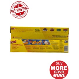 Glad 2 Pack Glad Cling & Seal Clear Food Wrap 300 Square Ft. Roll 100YD X 12Inch