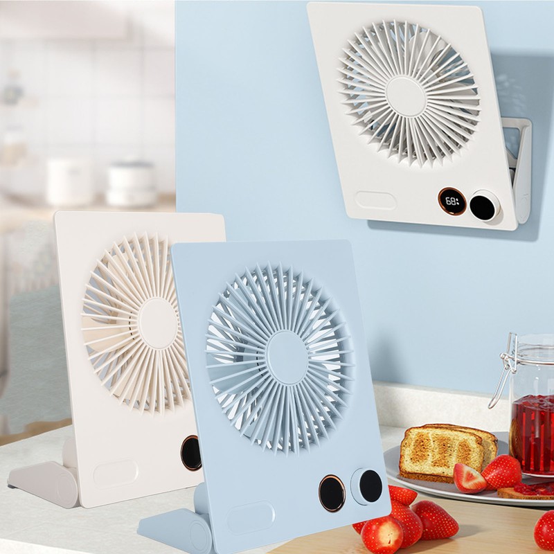 Ultra Thin Table Fan Desktop Flat Battery Operated Standing Hanging