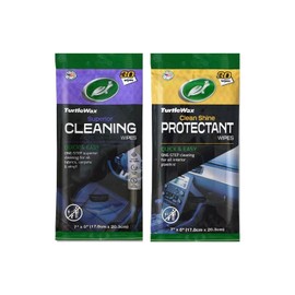 Four Peaks Turtle Wax Car Wipes Interior Cleaning Pouch with 30 Wipes of Car Cleaning Wipes, Car Protectant Wipes, Car Glass Wipes and Car Leather Wipes (Cleaning and Protectant Wipes, 2 Packs)