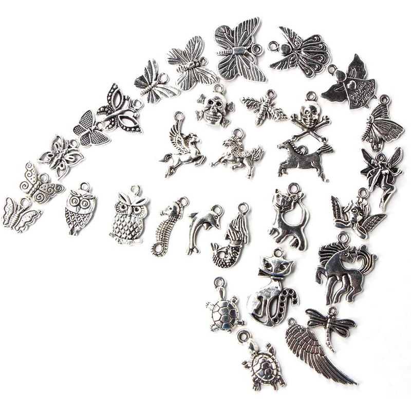 Set de 100 Piezas de Dijes Tibetanos accesorios de plata