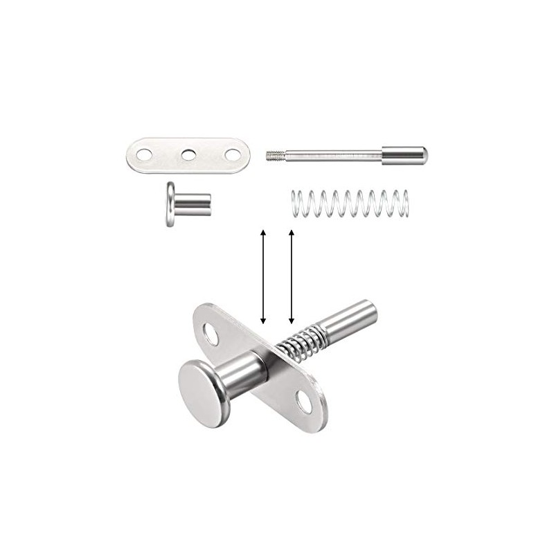 sourcing map Plunger Latches Spring-Loaded Stainless Steel 6mm Dia Head