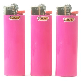 3 Pink Bic Lighters Regular Size