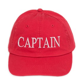 4sold 100% Cotton Ancient Mariner, Captain Cabin Boy Crew First Mate Yachting Baseball Cap Inscription Lettering Red White (CAPTAIN)