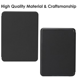 ZhaoCo Case for 7 Inch Kindle Paperwhite (12th Generation 2024), Kindle Colorsoft Signature and 7 Inch Kindle Paperwhite Signature Edition 2024 E-Reader, Slim PU Leather Protective Case - C Black