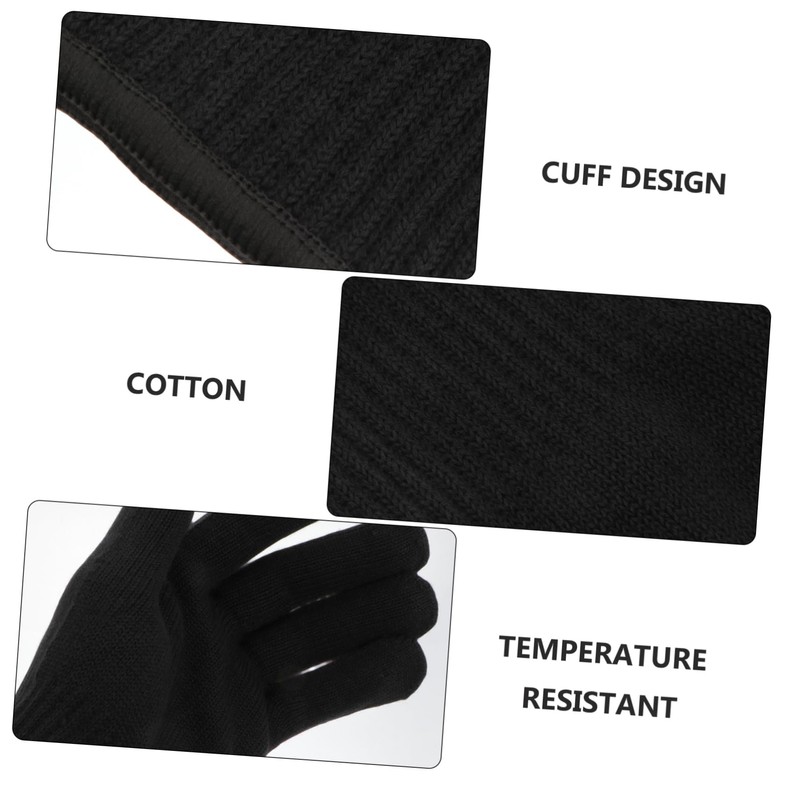 WOONEKY 3pcs Black Insulated Gloves for Hair Curler Heat-resistant Thermal