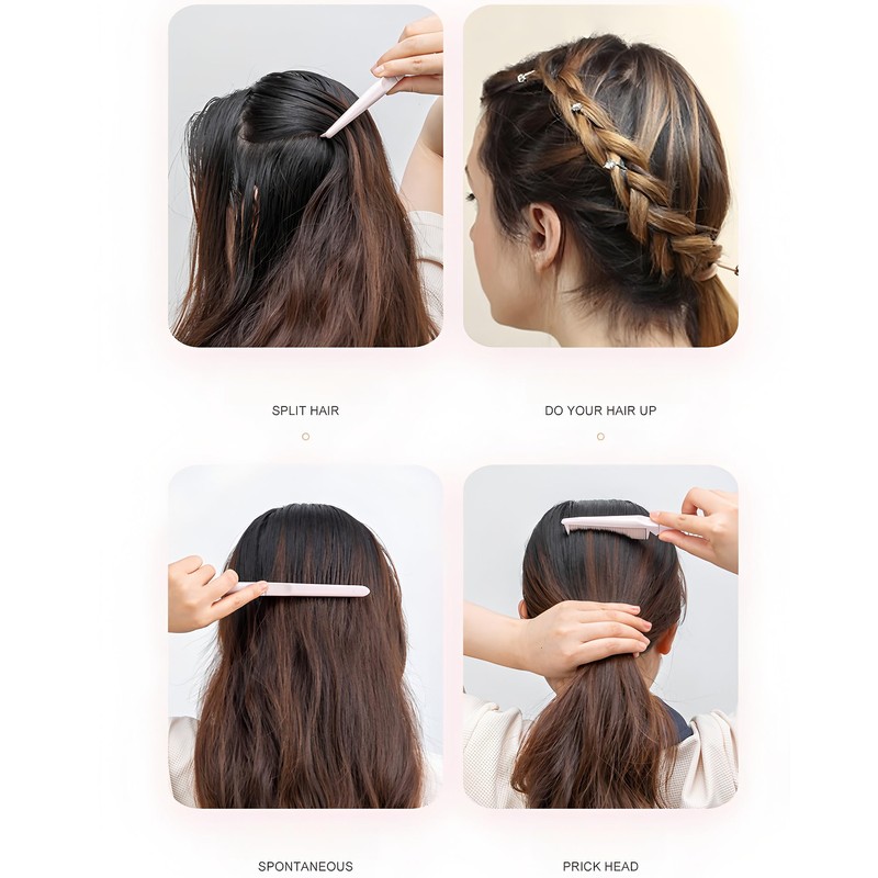 Pink Foldable Hair Comb - Compact Travel Brush for Purses