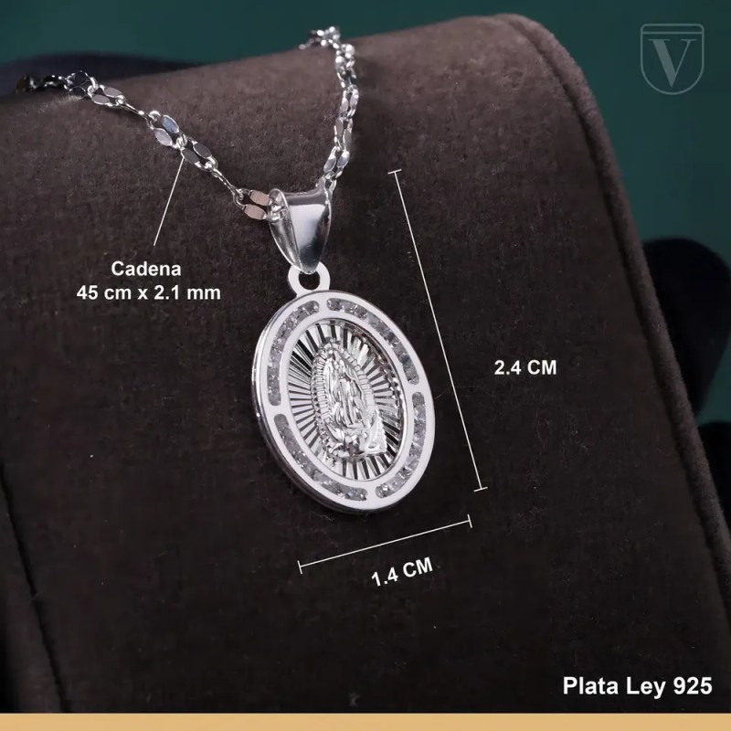 Varouro - Dije Medalla Virgen De Guadalupe Plata Ley 925