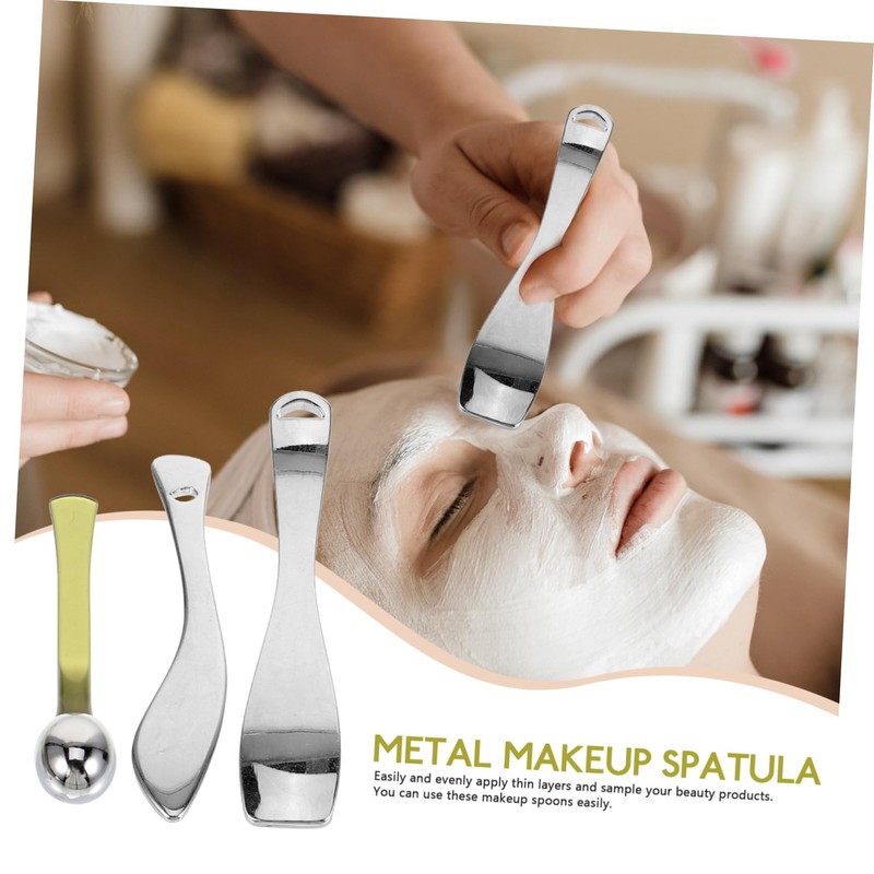 TOVINANNA 3pcs Mini Makeup Spatula Set Eye Spoon Sampling Spoon