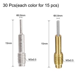 sourcing map 30pcs Replace Pins for Watch Band Pin Punch Tool 0.8mm Dia Metal Link Pin Remover Punch Pins M3x0.5 Threads, Gold, Silver