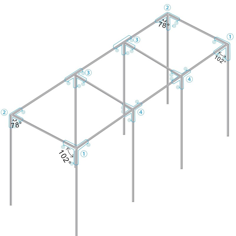 Aoneky 1-3/8 Inch Slant Roof Corner Canopy Fitting Kit, Heavy