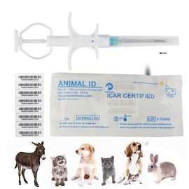 5 Packs 2.12x12mm, VENREA Universal Pet Microchip 134.2khz Registration Animal Implant Chip FDX-B Pet ID Microchip for The Management and Tracking of Dog Cat Cow Pig Rabbit Pigeon Fish