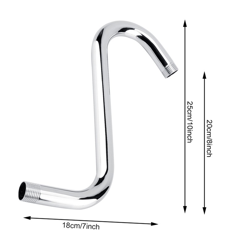 Bathroom Accessory 8inch 201 Stainless Steel High Rise S‑Curved Shower