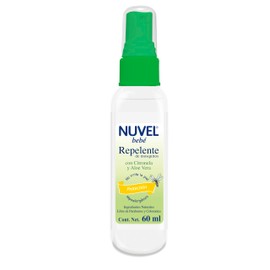Nuvel Repelente de Mosquitos para Bebé (60 ml), Protector contra mosquitos para Bebé con Aceite de Citronela y Aloe Vera, Hipoalergénico