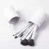 Makeup Brush Holder Leather Travel Portable Brushes Storage Case (White)