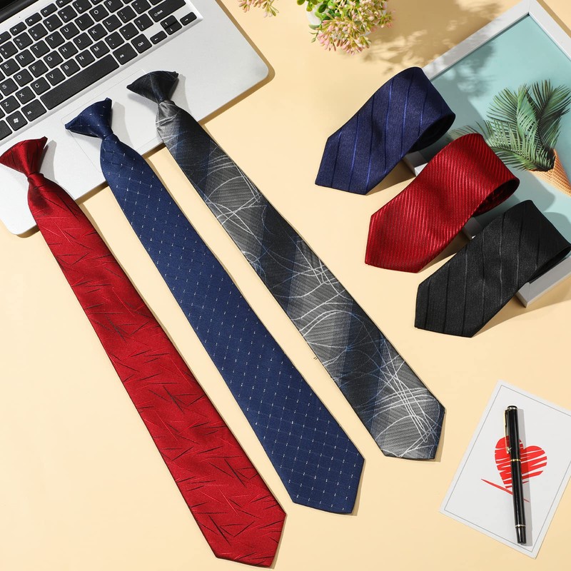 Janmercy 6 Pcs Clip on Tie for Men Clip on