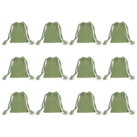 PATIKIL 100% Cotton Reusable Drawstring Bags, 3x4 Inch 12 Pack Multipurpose Washable Cotton Dust Bags, Luggage Organizer, Travel Essentials Storage Pouch, Green