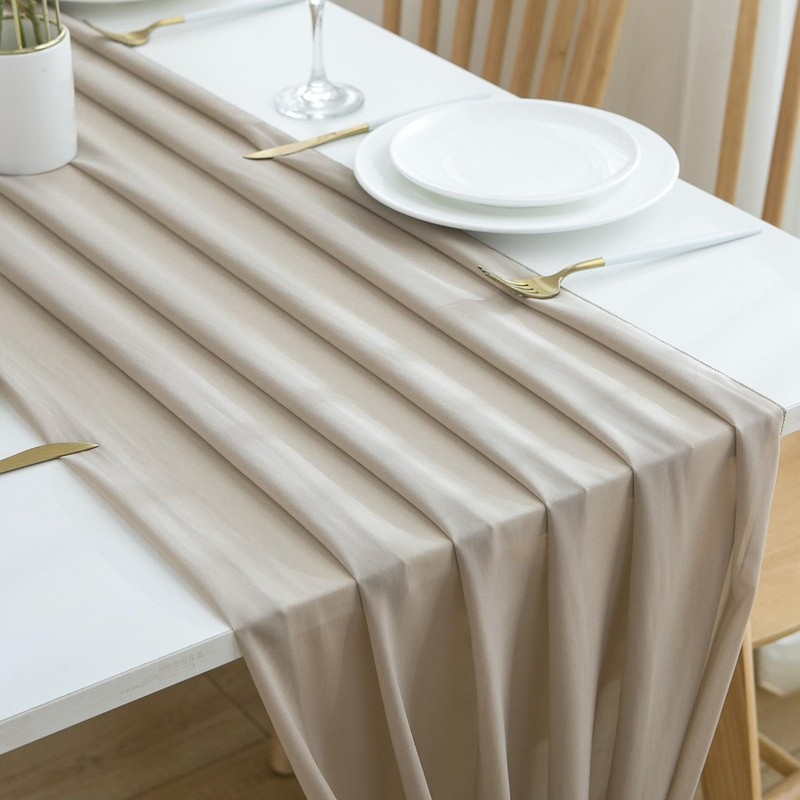 CHUQING Table Runner Wedding Tablecloth Romantic Sheer Table Runners for