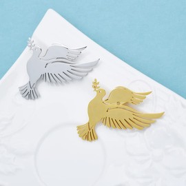 White Peace Dove Olive Branch Gift Pin Badge Brooch and Pin (gold 1)