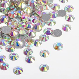 Beadsland 1440 piezas de diamantes de imitación de cristal con parte trasera plana, gemas redondas para arte de uñas y manualidades de fijación con pe