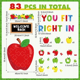Pasimy Back to School Bulletin Board Decorations Set Apple Puzzle Pieces Paper Cutouts Borders Motivational You Fit Right in Welcome Back Classroom Decorations First Day of School Party Supplies
