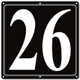 i-CowFun Premium Aluminum Number Signs 26, Metal 12" X 12" Black Numbered Signs Outdoor for Parking Lots, Floor, Dock, Court, Aisle, Field, High Visibility, No Fade, Weather-resistant