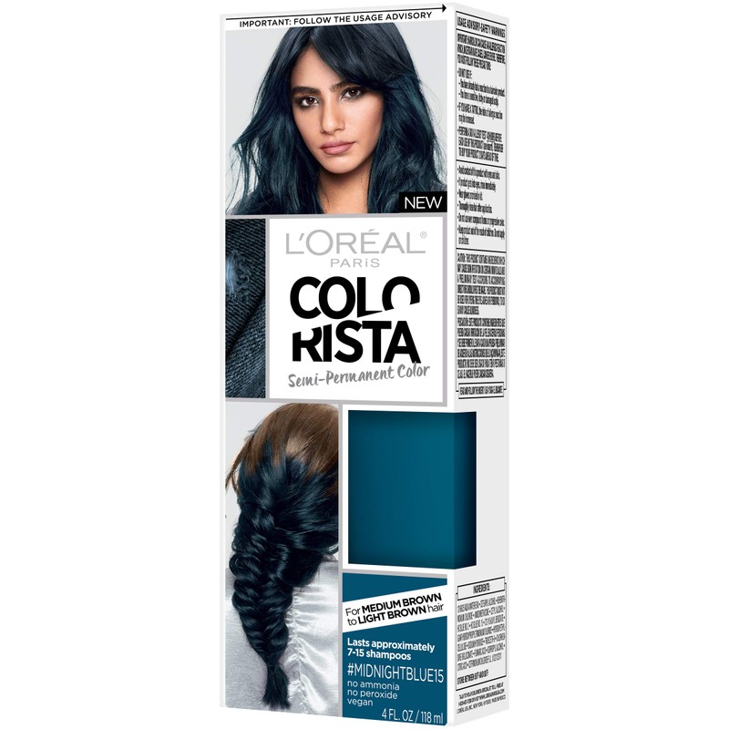 L’Oréal Paris Colorista Semi-Permanent Hair Color for Brunette Hair, Midnight