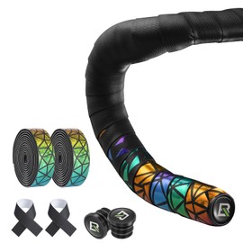 ROCKBROS Bar Tape, Road Bike, Bicycle, Bar Tape, Shock Absorption, Grip, EVA, Anti-Slip, Bicycle Tape, Thick, Includes End Cap, Stylish, Left and Right Set, Colorful