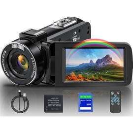 Video Camera Camcorder, Full HD 1080P Camcorder 48MP 16X Digital Video Camera for YouTube, 3.0 Inch IPS Screen Vlogging Camera Recorder with Remote Control, 32GB Card and Battery - *: DV098