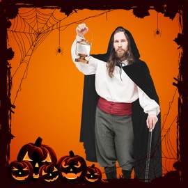 Janmercy Janmercy 5 Pcs Black Adult Cloak with Hood Unisex Hooded Cloak Black Cape Robe for Women Men Cosplay Costume Party(Black, Monolayer)