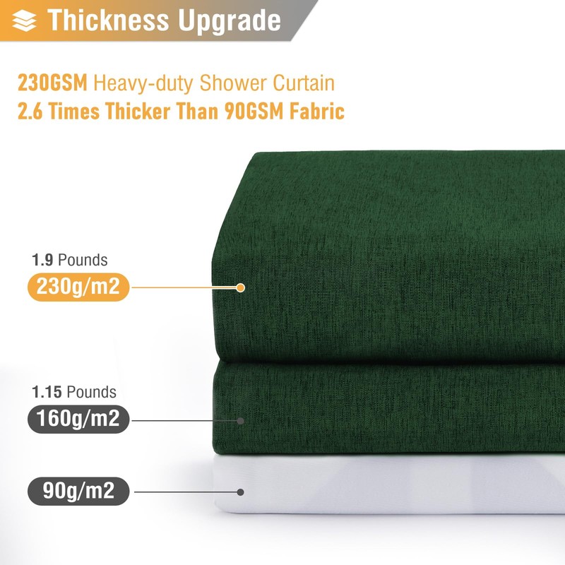 BTTN Extra Long Fabric Shower Curtain, 84 Inch Linen Textured
