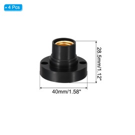 PATIKIL E14 Bulb Socket, 4pcs Round Screw Base Lamp Holder Light Replacement Bases for Halogen CFL Light Bulb, Black