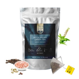 Tea Leaf & Co. Detox Kahwa Green Tea Bags (50 Count), Green Tea with Ginger, Tulsi & Rock Salt, Caffeinated, Natural Green Tea, Blended with Fresh Herbs and Spices, Gluten Free