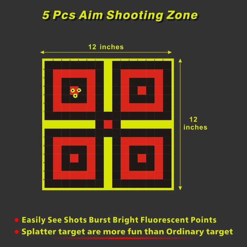Shooting Targets, 12 x12 inch Splatter Self Adhesive Shooting Target