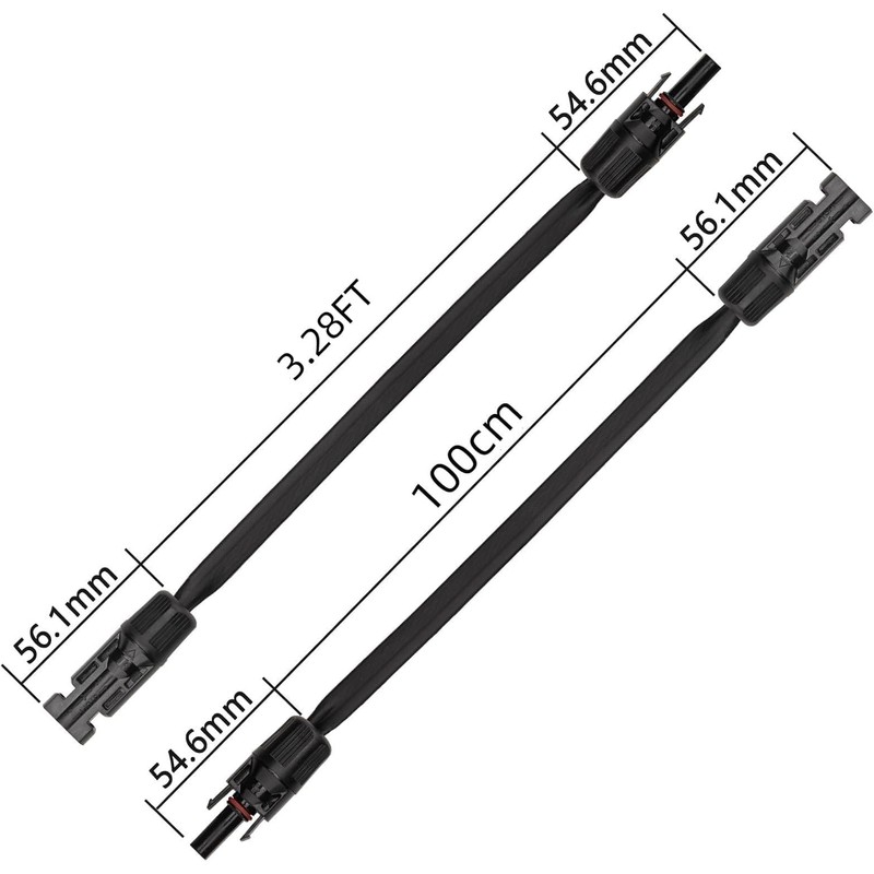 Leehitech 2 Pack 1 m Solar Flat Cable, Feed-Through Copper