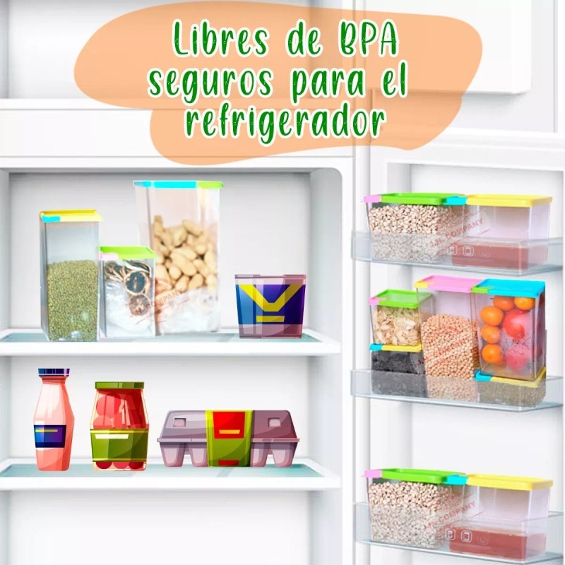 J.H. Company Set 6 Pcs Contenedores Plastico Recipiente Para Cocina
