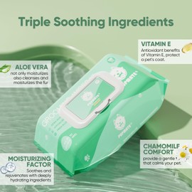 PUPMATE Natural Pet Grooming Wipes, 100 Fresh Counts, Extra Moist & Thick for Dogs & Cats, Puppies & Kittens(Pack of 2)