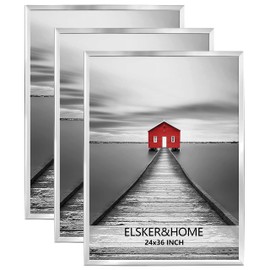 ELSKER&HOME 24x36 Poster Frame 3 Pack, Sliver Picture Frame for Horizontal or Vertical Wall Mounting,Sturdyand Scratch-proof