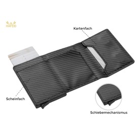 HAFEID Card Case RFID Protection - Purse Coin Compartment Note Compartment - Wallet for Men and Women - Mini Wallet Metal - Slim Wallet - Wallet Vegan - Credit Card Holder, carbon, rfid wallet