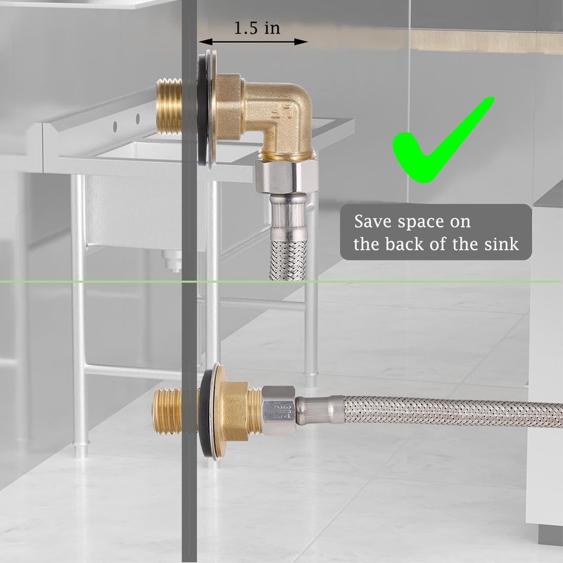 Wall Mount Commercial Faucet Installation Kit, Lead-Free (90 Degree) Backsplash