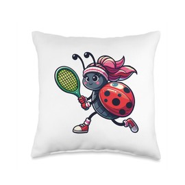 Ladybug Tennis Club Animals Sport Tournament Players Throw Pillow