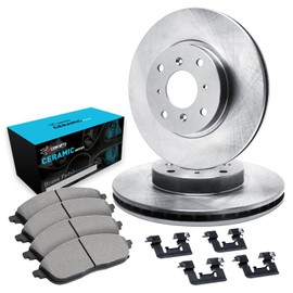 R1 Concepts Front Brakes and Rotors| Hardware Included| Front Ceramic Brake Pads and Rotors Kit| Fits 2009-2011 Nissan Versa