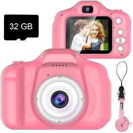 Dylanto Upgrade Kids Selfie Camera, Christmas Birthday Gifts for Girls Age 3-9, HD Digital Video Cameras for Toddler, Portable Toy for 3 4 5 6 7 8 Year Old Girl with 32GB SD Card (Pink