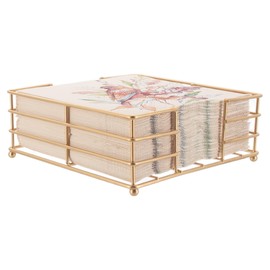 Boston International Paper Napkin Holder Caddy Dispenser for Kitchen Dining Buffet & Bar Countertops, 6.75" x 6.75" (Fits Lunch Size), Gold Metro