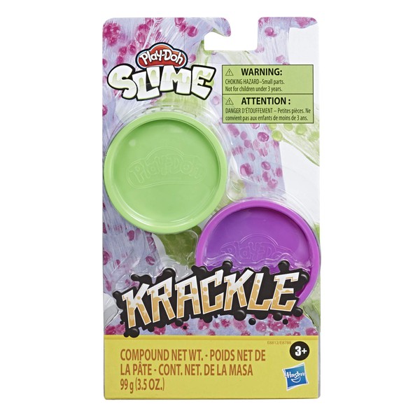 Play-Doh Krackle Slime Purple & Green 2 Pack of Slime Compound with Beads for Kids 3 Years & Up