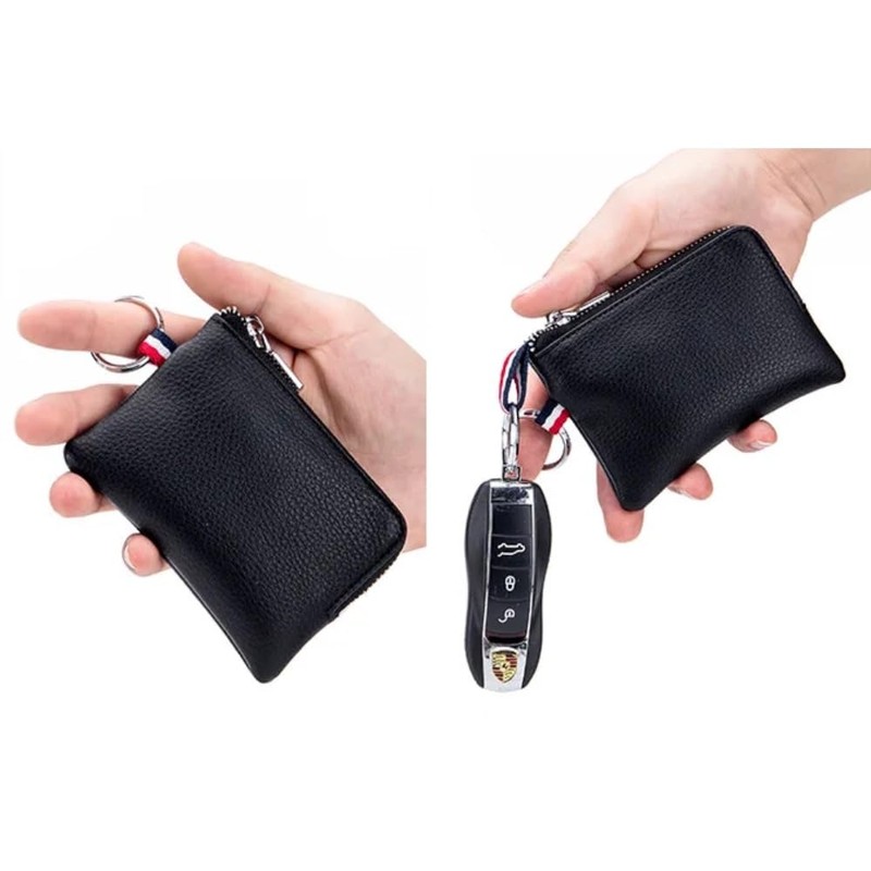 ZENSE - Black Leather Wallet & Keyring ZA0011, black