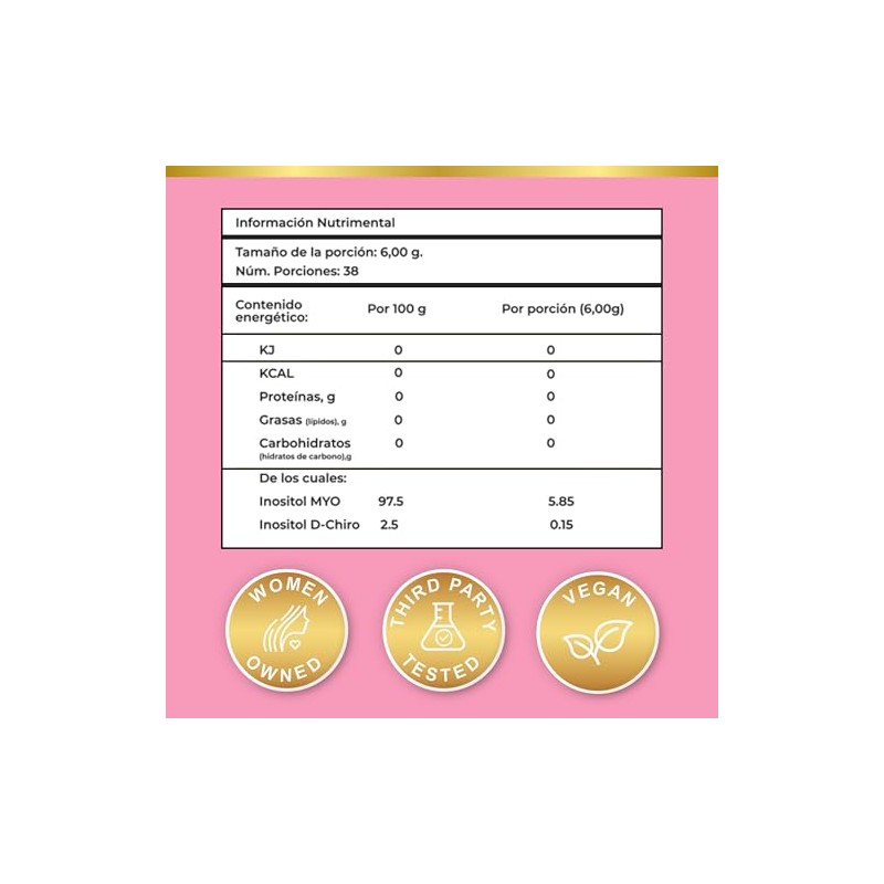 Inositol Ovatol Myo Chiro Polvo Alta Porción 6000mg Por Toma