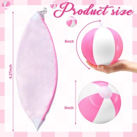 Lunmon 24 Pieces Pink and White Inflatable Beach Ball Round Pool PVC Balls Bulk Pool Party Favors Blow up Pool Game Toys for Swimming Pool Summer Hawaiian Tropical Theme Party Supplies (8 Inch)