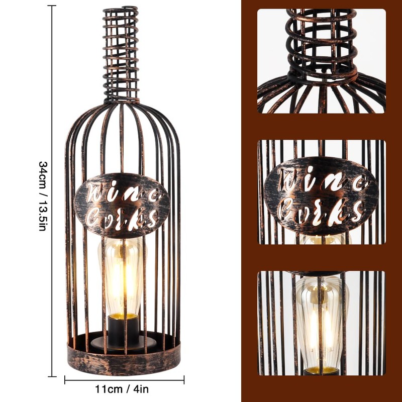 JHY DESIGN Decorative Table Lamp Battery Powered 13.5”H Cordless Metal
