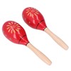 2 Pcs Maracas Red Carved Wooden Sand Ball Percussion Instrument